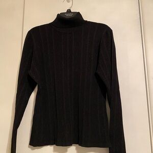 Worthington Black Soft Metallic Long Sleeve Turtleneck Knit Sweater, X-Large